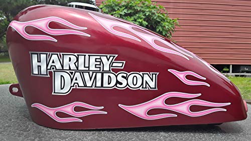 No. 28 Airbrushed Edition Pink With Smoke Pinstripe -28Pc - Old School Flame Decals For Motorcycle Tank, Fenders, Helmet #TOP6