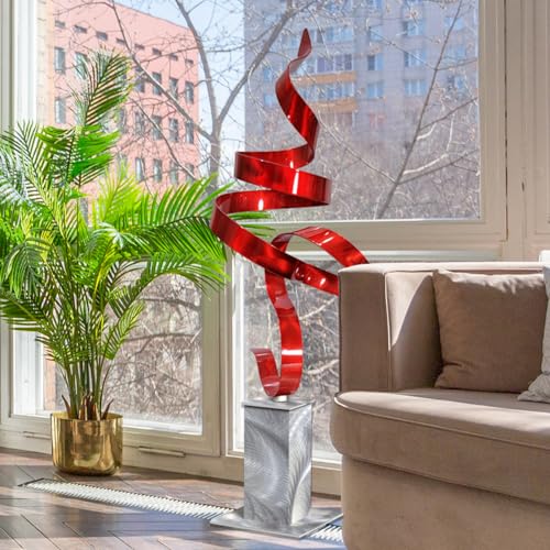 Statements2000-Metal-Art-Sculpture-Stunning-Indoor-Outdoor-Garden-Decorative-Lawn-Home-Decor-Elegant-Aesthetic-Patio-Statue-Outside-Steel-by-Jon-Allen-Red-48inch-wSilver-Base Statements2000 Metal Art Sculpture Stunning Indoor Outdoor Garden Decorative Lawn Home Decor Elegant Aesthetic Patio Statue Outside Steel by Jon Allen Red 48inch wSilver Base