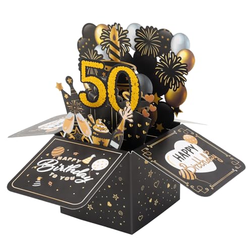 Coicok Biglietto Auguri 50 Anni, Pop Up 3D Biglietti Auguri Compleanno, Biglietto Auguri Compleanno, Regalo Compleanno, 50 Anni Compleanno Uomo Donna, Biglietto 50 Anni Matrimonio