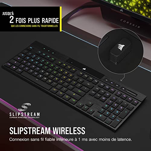 CORSAIR K100 AIR WIRELESS RGB Keyboard Mandeacutercanique de Jeu Ultra-Mince -CHERRY MX Interrupteurs Tactiles et graveur Profil Bas - Bluetooth -Compatible iCUE -PC Mac PS5 PS4 Xbox - AZERTY FR- Noir