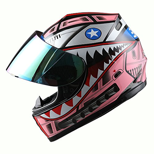 1Storm Youth Kids Motorcycle Full Face Helmet Street Bike Bmx Mx Shark Pink + Mg Youth Glove Bundle #TOP1
