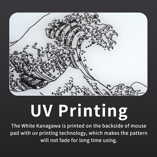 Image of XVX Glass Gaming Mouse Pad, White Kanagawa Hard Mousepads for Gaming,Professional Large Mouse Mat 16.2 inch x 12.2 inch, Special Glass Surface with Improved Precision and Speed
