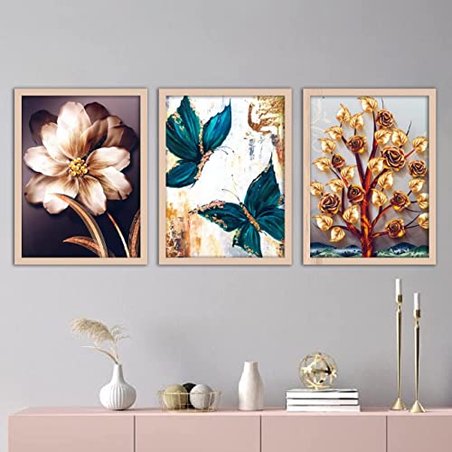 Image of kotart Paintings Modern Art Wall Decor Framed Paintings for Bedroom Room Living Room - Framed Wall Posters /Multicolor,Set of 3 (Art 1, 10x13 inch)