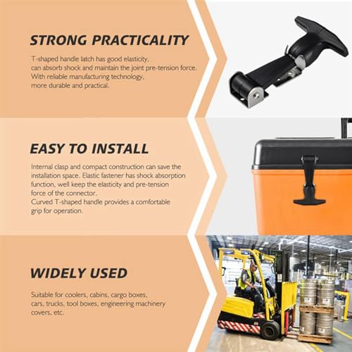 Yarzkrg 4Pcs Stainless Steel Rubber Hood Catch Flexible T-Handle Hasp Rubber Flexible Draw Latches with Brackets Tool Box