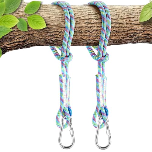 Werfeito Tree Swing Ropes (Set of 2) 3FT/5FT/10FT/15FT/20FT Tree Swing Straps Hanging Kit Holds 4400 lbs Heavy Duty Carabiners for All Swing Hammock Playground Set Accessories (3 FT)