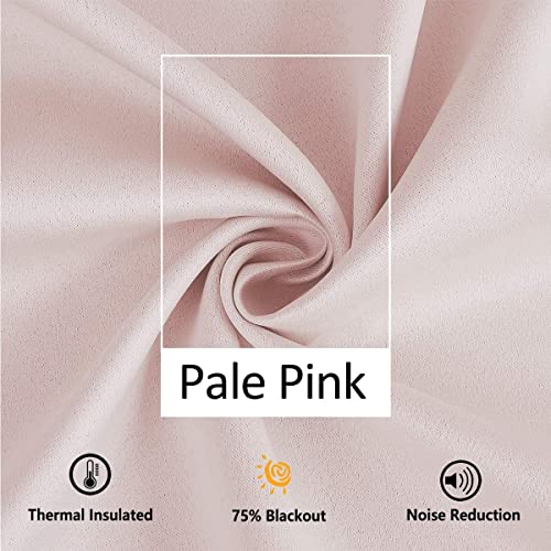 Treatmentex Pink Half-Blackout Curtains 54" Pink Pompoms Curtain Panels for Nursery Room Darkening Thermal Curtain Drapes for Baby Girls Room Pencil Pleat 50" w 2pcs - Image 3