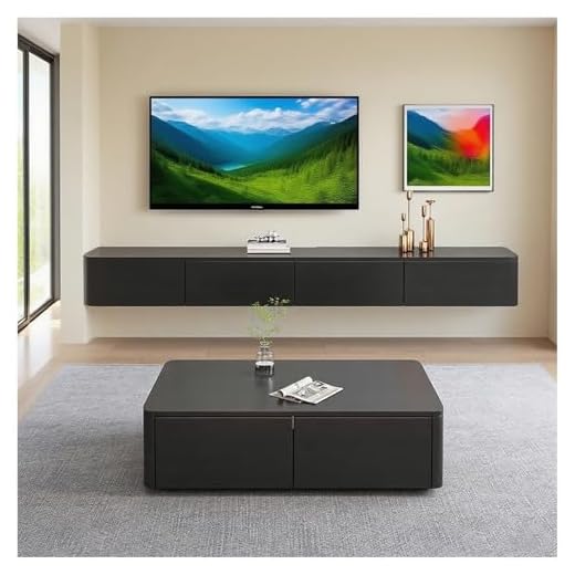 Moderner Hängender TV Schrank 240cm Schwarz
