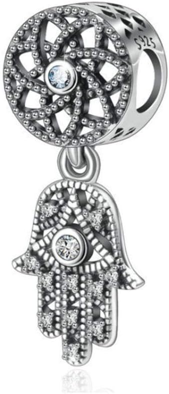 Hand of Fatima Charm 925 Sterling Silver Hamsa Charm Anniversary Charm for Pandora Charm Bracelet