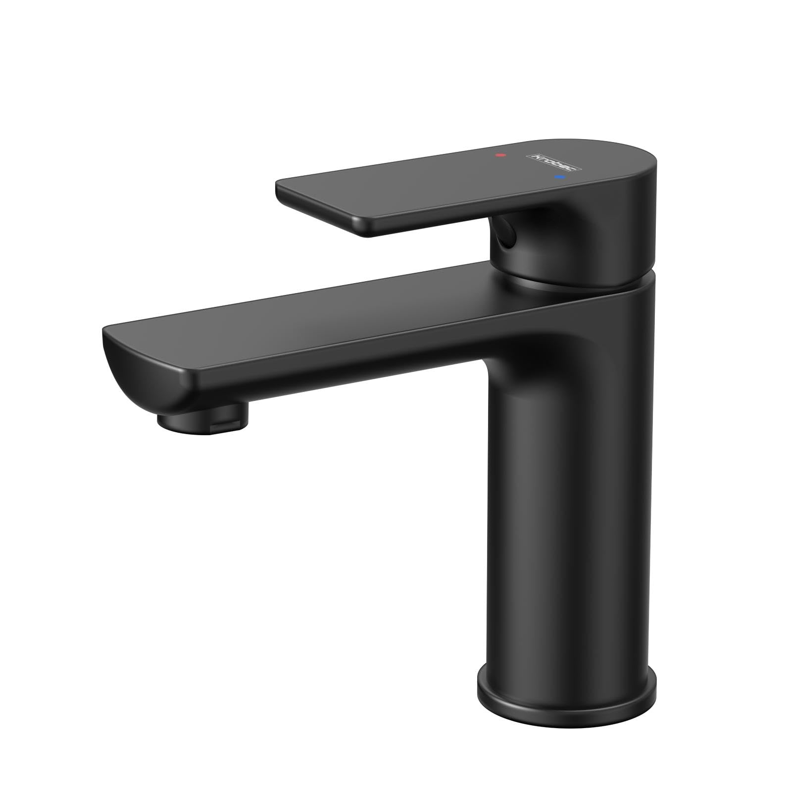 Korec Grifo de baño,Grifo de Lavabo,Grifo Monomando de Lavabo, Grifo Monomando Lavabo,Grifo Lavabo,Núcleo de válvula de latón y cerámica,Conexión EU 3/8″(negro mate).