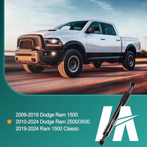 HelloAuto 43301 Truck Tailgate Assist for Dodge Ram 1500, Super Duty Tailgate Shock Damper Accessories for 2010-2024 Dodge Ram 2500/3500, Slow Drop Tailgate for Ram 1500 Classic(black), Pack of 1