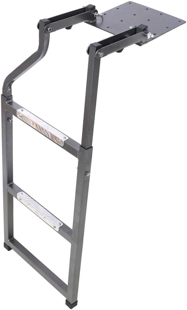 Pickup Truck Tailgate Ladder, Foldable Bed Access Step with Aluminum Grip Plates, Steel Frame, 300 lbs Load, Universal Fit, Anti-Slip Rubber Feet, Easy Install, 44.5" Extension