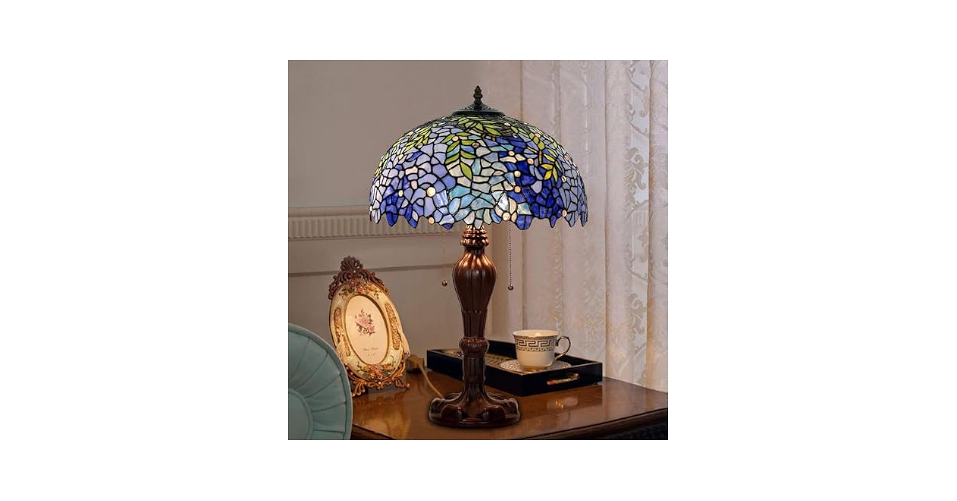 ティファニースタイルテーブルランプ電気スタンドガラスランプ シャンデリアバロ2 Amazon.co.jp: ティファニースタイルのテーブルランプとナイト