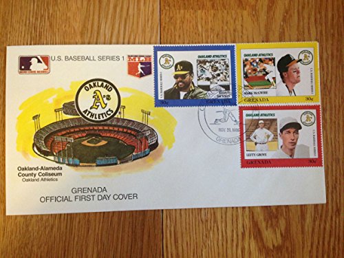 1988 GRENADA STAMPED ENV A'S OAKLAND-ALAMEDA COLISEUM JACKSON, MCGWIRE, GROVE