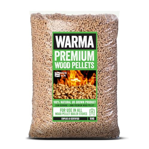 10kg Warma Premium Wood Pellets Heating Fuel Biomass Stove - 100% Natural Softwood Wooden Pellet Odourless & Chemical Free - Sustainable Heat & ENPLUSA1 Standard