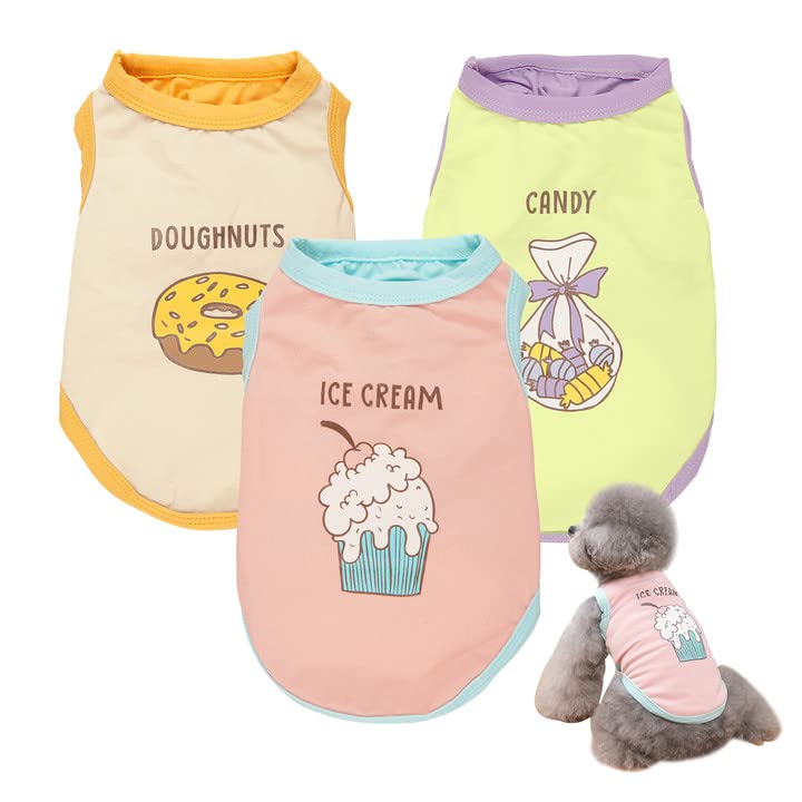 Pack de 3 Camisas para Perros Suave y Transpirable Camiseta de Verano Ropa Sin Mangas de Algodón para Perros Pequeños y Medianos Chaleco Deportivo de Algodón para Paseos Diarios y Ejercicio
