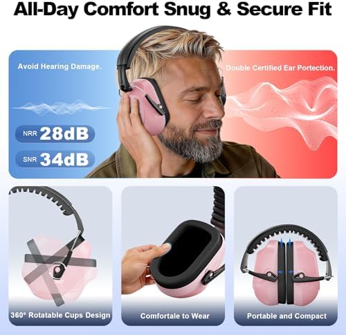 Floriogra Noise Reduction Ear Muffs, NRR 34dB Ear Protection, Hearing Protection Noise Cancelling Headphones for Adults Kids Autism, Shooting Ear Protection for Gun Range, Mowing, Construction - 4