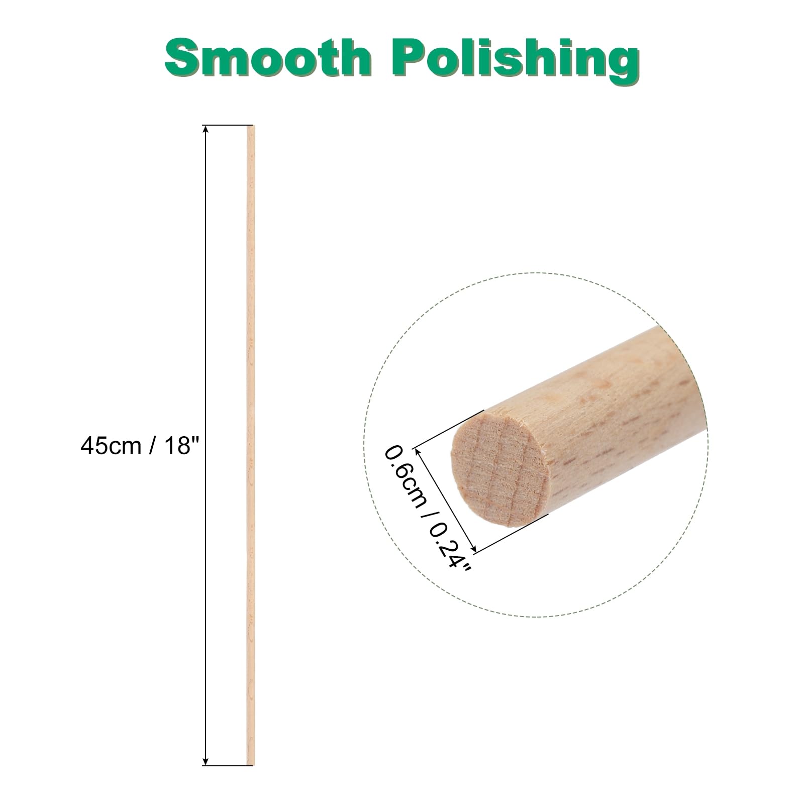 MECCANIXITY Wooden Dowel Rods Wood Sticks, 18
