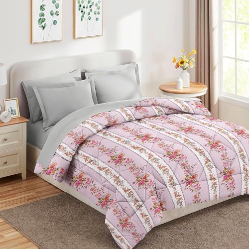 Image of Amazon Brand - Umi Reversible Double Bed Super Soft AC Comforter /Blanket /Quilt /Rajai 220 GSM Soft Microfiber Diamond Stitch (90 inch x 100 inch Inches /228cm x 254cm) - Comforter Double Bed|Pink & White
