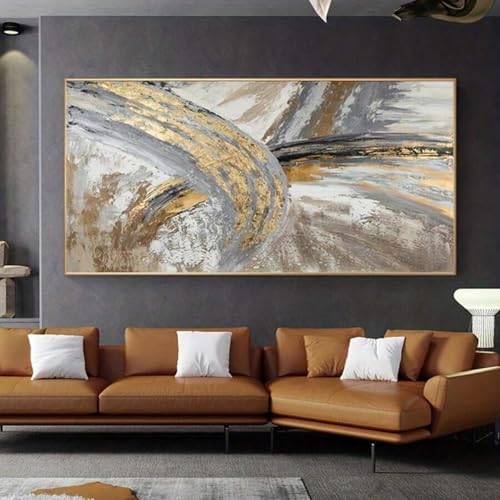 Cadre doré avec toile feuille d'or pour habiller un grand mur vide