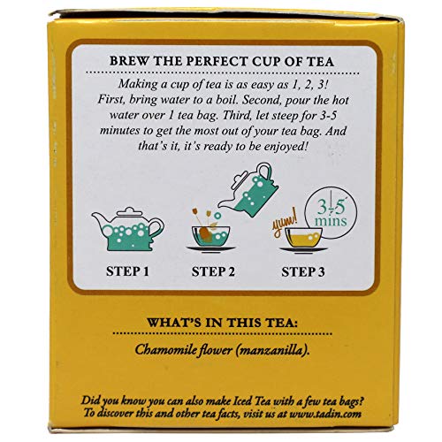 Tadin Tea With Chamomile Flower, Assisting In Relieving Stomach Pain, Anti-Inflammatory Effects, Relaxing Effect, Caffeine-Free, Non-Gmo, 3-Pack 0.76 Oz, 24 Count (Pack Of 3) #TOP1