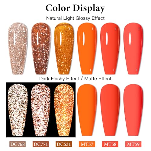 Set de 8 esmaltes en gel MTSSII naranja y coral miniatura 6