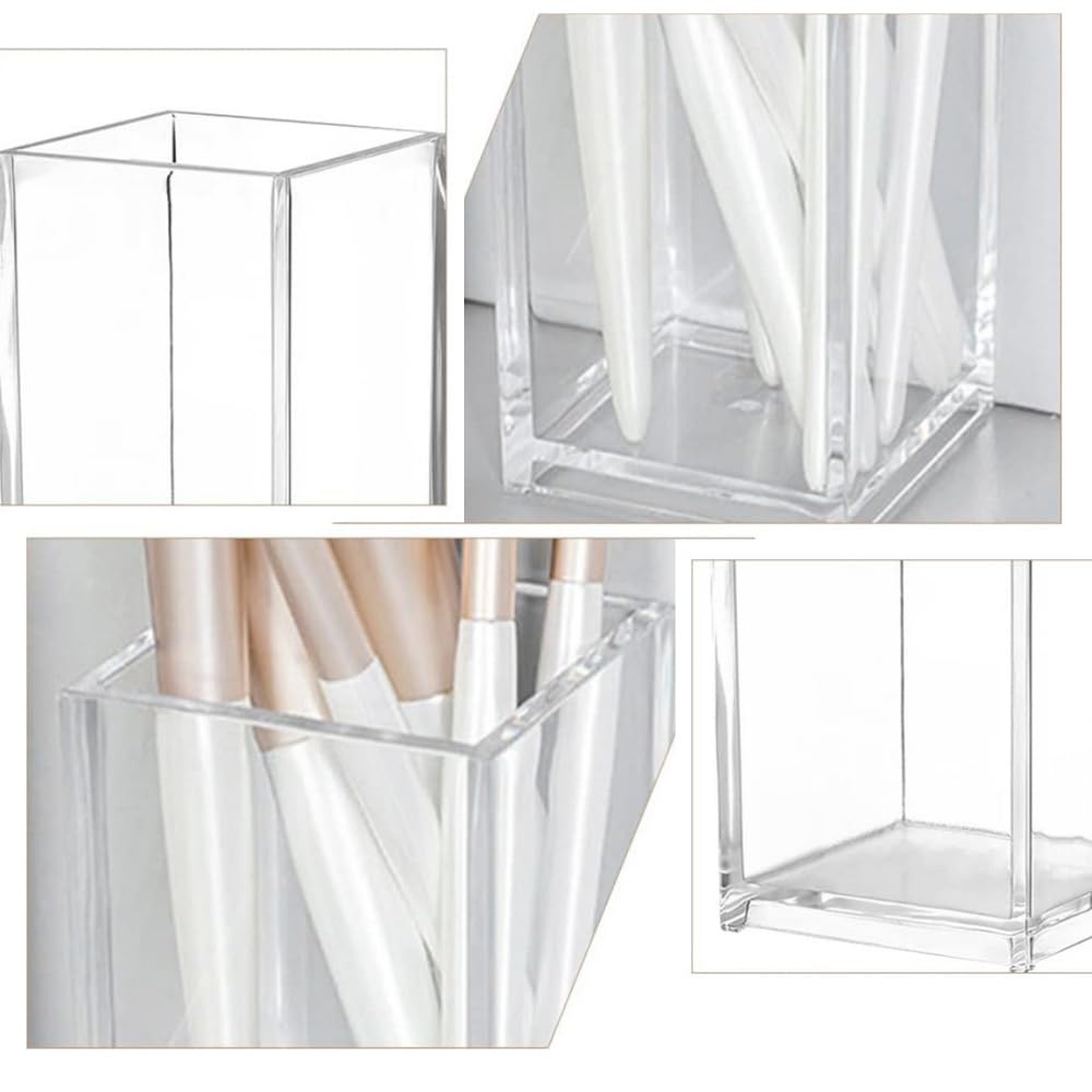 6 unidades de acrílico portalápices, 10 x 6,5 x 6,5 cm, soporte para lápices, escritorio, transparente, para lápices, maquillaje, pinceles, organizador para oficina, escuela, hogar