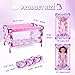 BABESIDE Baby Doll Crib Set for 18 Inch Dolls, Foldable Baby Doll Bed Playpen Toy Crib with Storage Bag for Reborn Baby Doll Accessories, Purple Babydoll Pack and Play