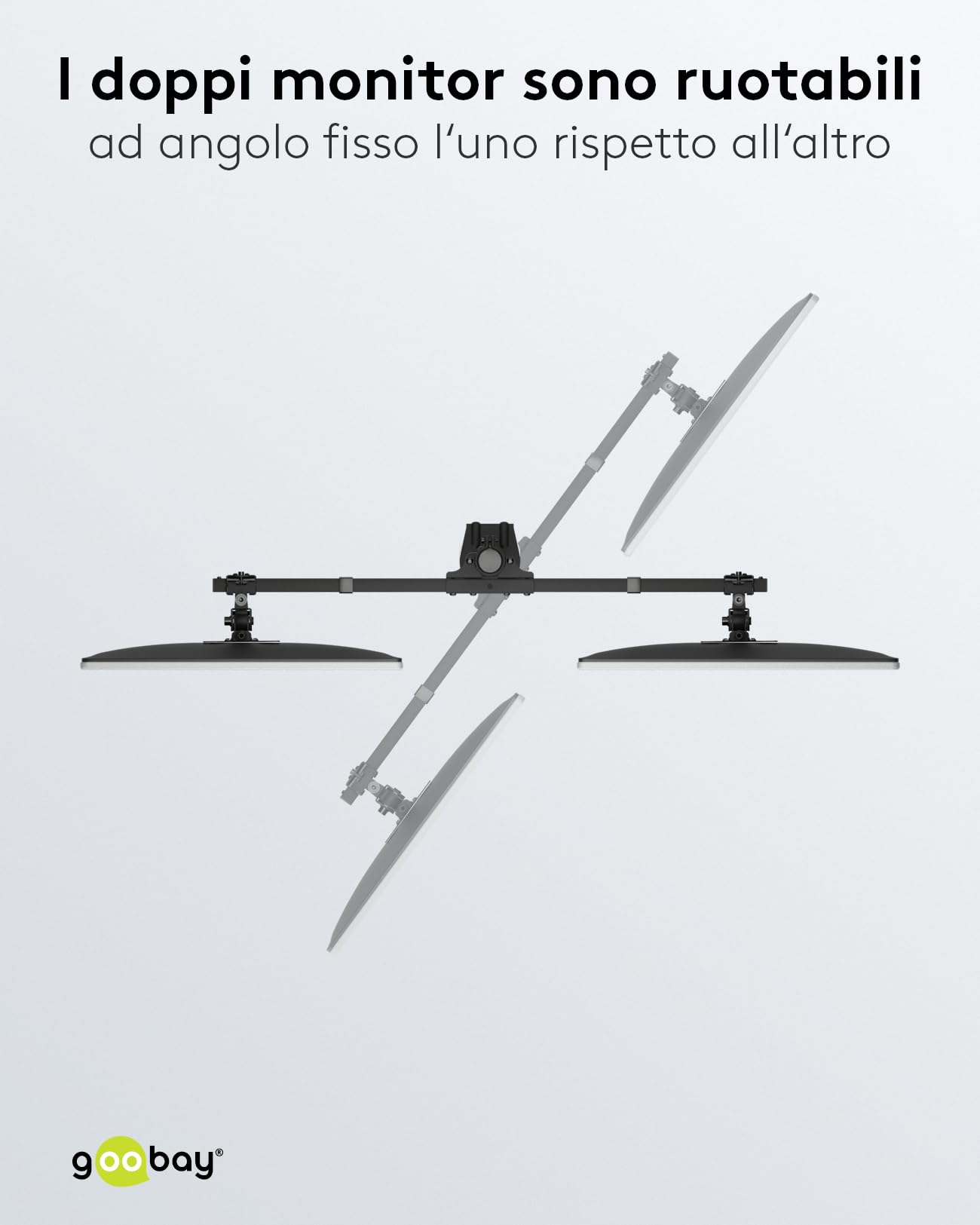 goobay Supporto Doppio Monitor 17-32 Pollici Inclinabile Regolabile in Altezza VESA 100x100 2x Fino a 9 kg con Morsetto Tavolo - Basic - 59394