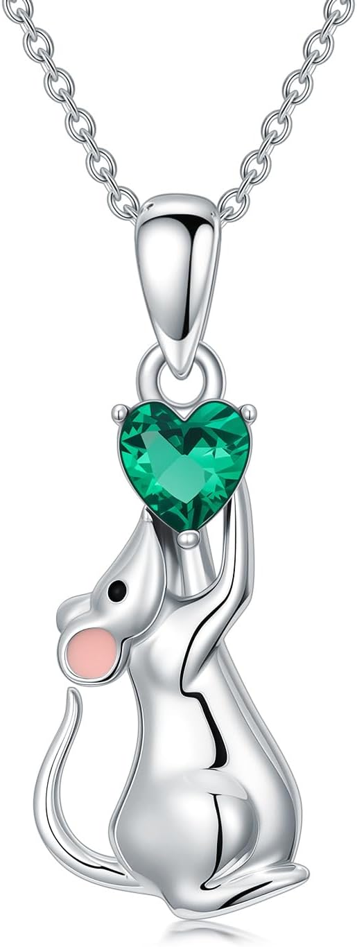 LONAGO Animal Necklace for Women 925 Sterling Silver Cute Duck Snail Mouse Chicken Monkey Pendant Necklace for Gifts