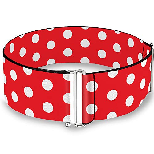 Buckle-Down Disney Belt, Cinch Belt Minnie Mouse Dots Red White, 3.0 Inch Wide, Adjustable