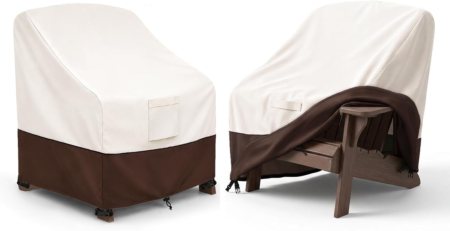  Waterproof 2 Pack Patio Adirondack Chair Cover for Outdoor Chair Size Up to 30W x 34D x 36H inch,Outdoor Lawn Patio Furniture Covers (Brown)