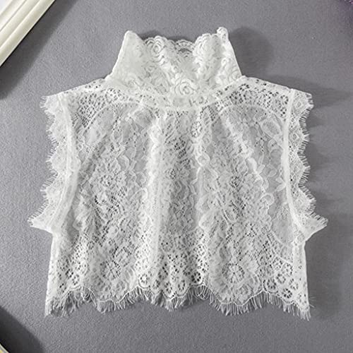 Hollow Out Floral Lace High Neck Fake Collar Detachable Floral Shawl Dress Shirt Decorative False Collar Poncho4