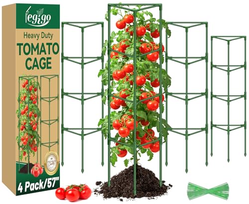 Legigo 4 Pack 57 Inch Tomato Cage for Garden, Heavy-Duty Tomato Trellis Plant Support Stakes, Adjustable Garden Trellis Plant Cage for Climbing Plants Peppers Outdoor Raised Garden Bed and Vegetables