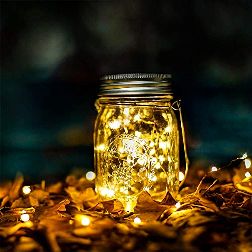 Upgraded Solar Mason Jar Lid Light,Multicolor 30Led Light String Fairy Firefly Jar Lid Light (3 Colors)Including 12 Hangers(Excluding Jars)Best For Mason Jars Terrace Garden Decoration #TOP7