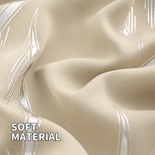Bgment Room Darkening Curtains 84 Inch Long, Grommet Thermal Insulated Drapes Window Treatment Curtains With Silver Harp Printed For Bedroom, 2 Panels, 52 X 84 Inch, Beige #TOP5