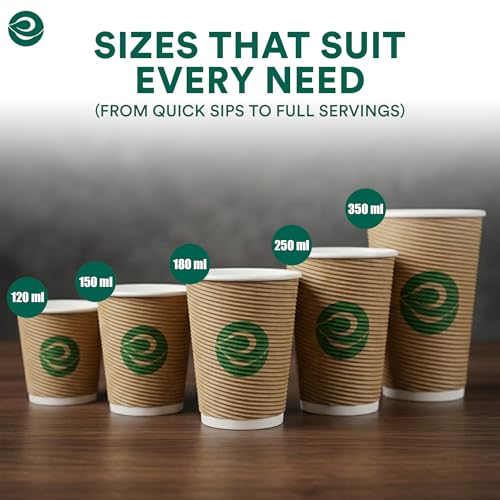 Image of ECO SOUL | Paper Ripple Cups for Hot Drinks | 180 ml - Pack of 25 | Premium-Quality, Leak-Resistant, & Durable | Triple-Layer Ripple-Wall Disposable Coffee Cups for Tea & Hot Beverages (Brown)