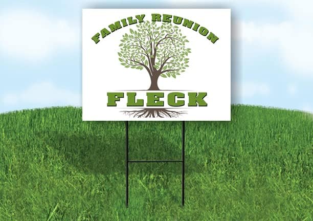 FLECK FAMILY REUNION GR TREE 18 in x 24 in Yard Sign Road Sign with Stand, Single Sided