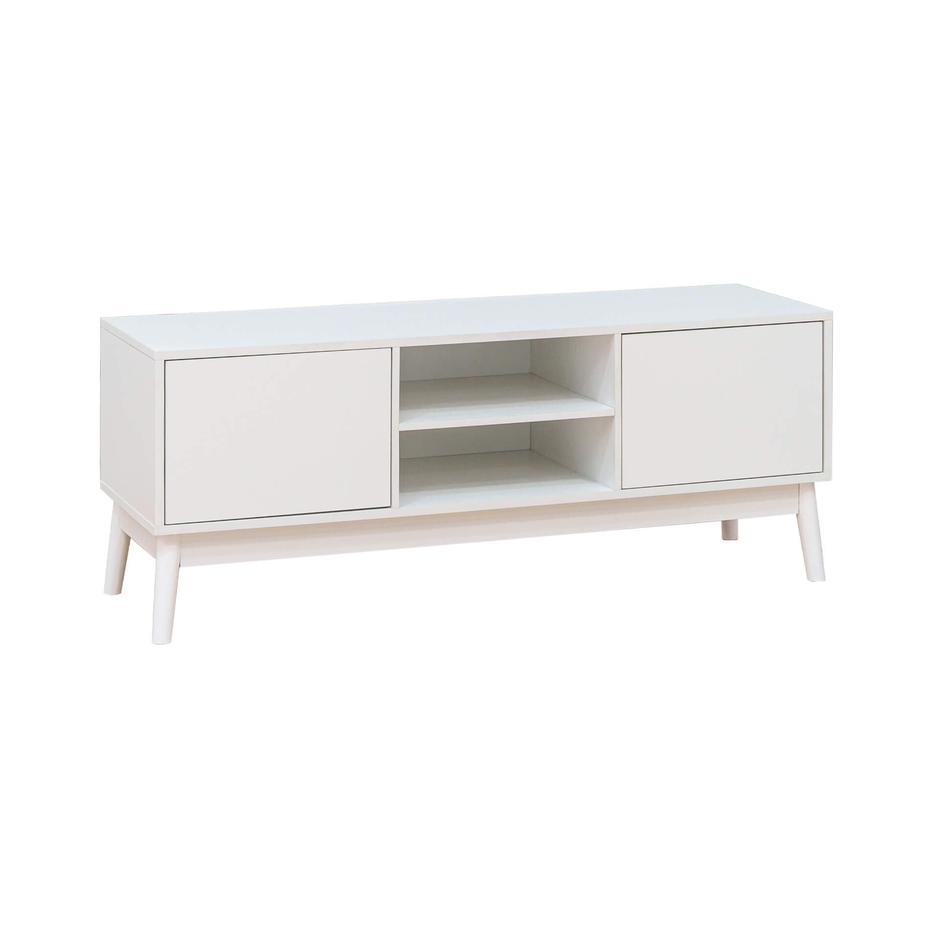 Rebecca Mobili Mobile Porta Tv, Credenza Bassa per Salotto, Bianco, Truciolato Nobilitato, con 2 Ante e 2 Ripiani, con Foro Passacavi - Misure HxLxP: 48 x 120 x 39,5 cm - Art. RE7066