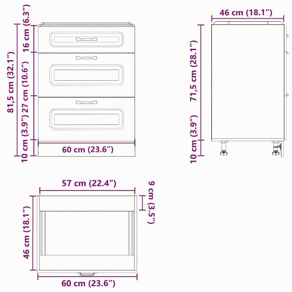 vidaXL Mueble bajo de Cocina Kalmar Madera de ingeniería Blanca
