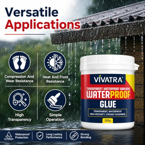 Image of Crack Seal Glue 300gm with Brush | Transparent Waterproof Resin for Roof Leakage, Wall Cracks & Waterproofing | Roof Waterproof Sealant for Terrace, Bathroom, Balcony & Exterior Surface Repair | Waterproof