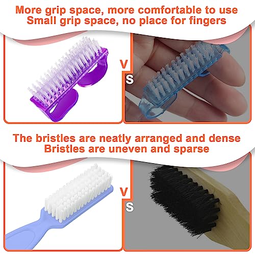 ROSVIDY 8 PCS Nail Brush for Cleaning Fingernails, Handle Grip Nail Scrubber Brush, Cleaner Brushes Manicure Tools Scrub Brushes Kit, Toenail Brush To Clean Under Nails Pedicure Foot Small Brush Women Men
