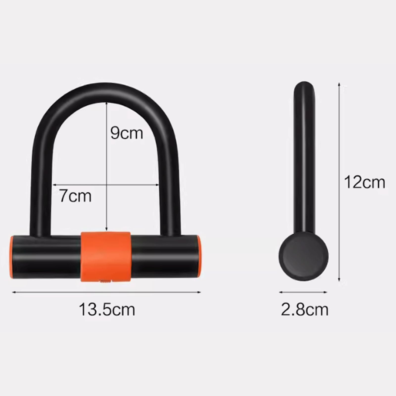Blocco antifurto Lucchetto a U spesso in acciaio legato con copertura in PVC Mini lucchetto tipo U Blocco ruota bici Blocco freno a disco per scooter ATV Bici elettriche Motociclo
