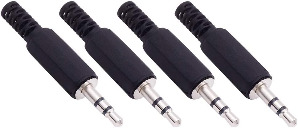 Fancasee 4 Pack 3.5mm Replacement Repair Plug Jack TRS 3 Pole Stereo Male Plug 1/8" 3.5mm Solder Type DIY Audio Cable Connector for Headphone Headset Earphone Cable Repair
