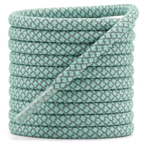 DELELE Round Reflective Shoe Laces: 71 Inch Light Green Shoestrings