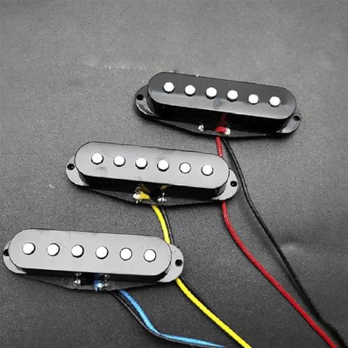 エレキギターピックアップ ブラック アルニコ 5 シングルコイル スタッガードトップ ファイバーボビンピックアップ エレキギター ネック/ミドル/ブリッジ 50/50/52mm