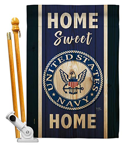 Breeze Decor Home Sweet Navy House Flag Set Armed Forces USN Seabee United State American Military Veteran Retire Official Decoration Banner Small Garden Yard Gift Double-Sided, Made in USA