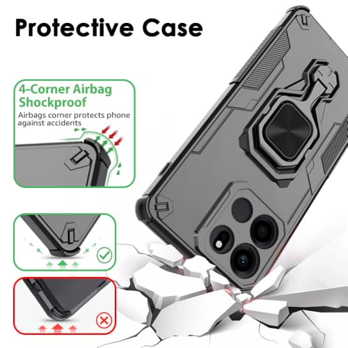 Image of TheGiftKart Tough Armor Bumper Back Case Cover for OnePlus Nord CE 6 5G | Ring Holder & Kickstand in-Built | 360 Degree Protection Back Case Cover for OnePlus Nord CE6 5G (PC & TPU, Black)