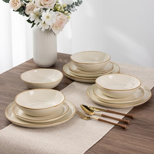 Image of AmorArc Ceramic Dinnerware Sets,Handmade Reactive Glaze Stoneware Plates and Bowls Set,Highly Chip and Crack Resistant | Dishwasher & Microwave Safe Dishes Set,Service for 6 (18pc)