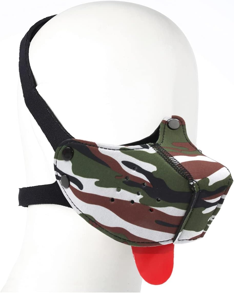 Neoprene Puppy Face Muzzle Dog Hood Mask Play hoods Novelty Dog Head Mask (Camo Green, One Size)