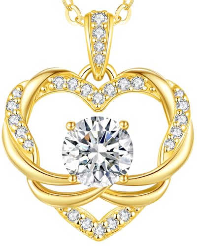 OOBEE Moissanite Heart Necklace for Women 925 Sterling Silver Fine Jewelry Twist Pendant, Valentine Anniversary Birthday Gift for Wife, Mom, Girlfriend